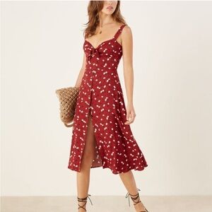 Reformation red floral button dress, 2